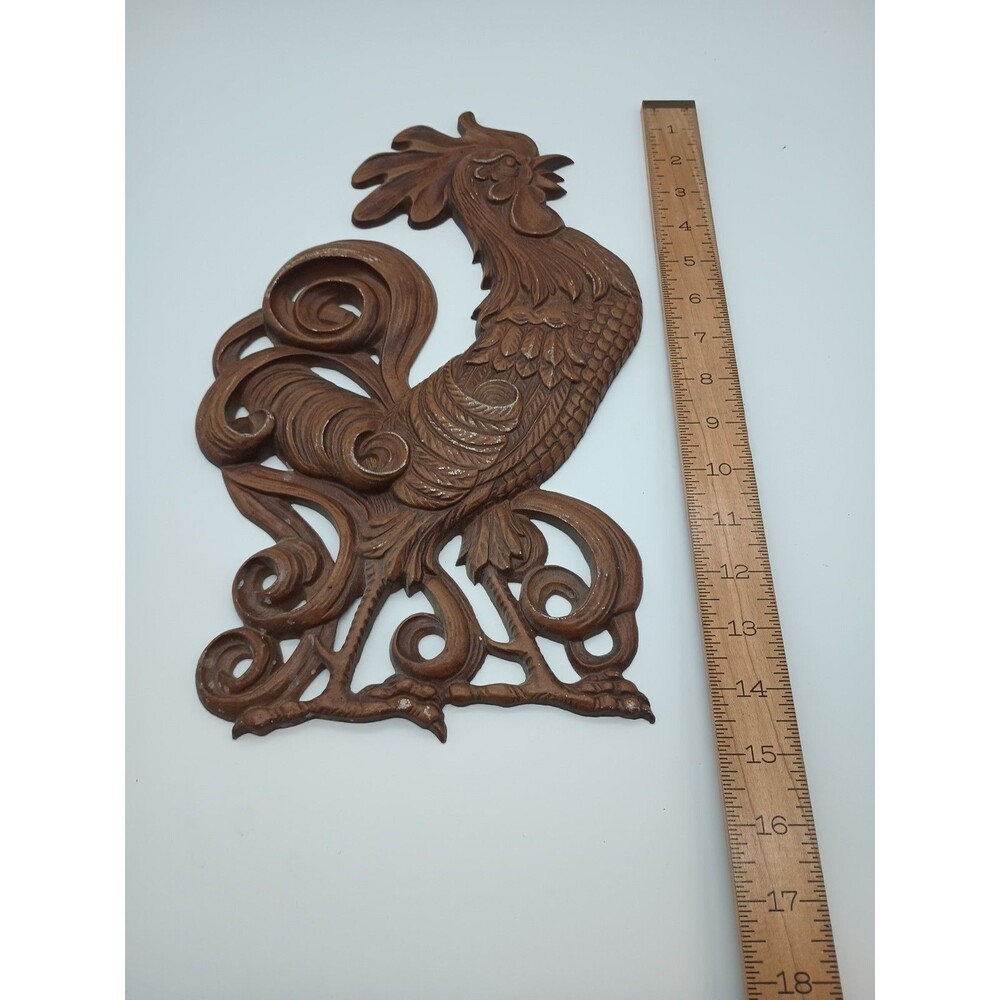 2 Vintage Sexton Cast Metal Roosters 14” X  8” Wall Plaques USA Country Chickens - Picture 10 of 11